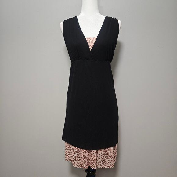 Vtg Sweet Pea by Stacy Frati Dress Size M Black Mesh Sheer Leopard Y2K Festival - Picture 1 of 8